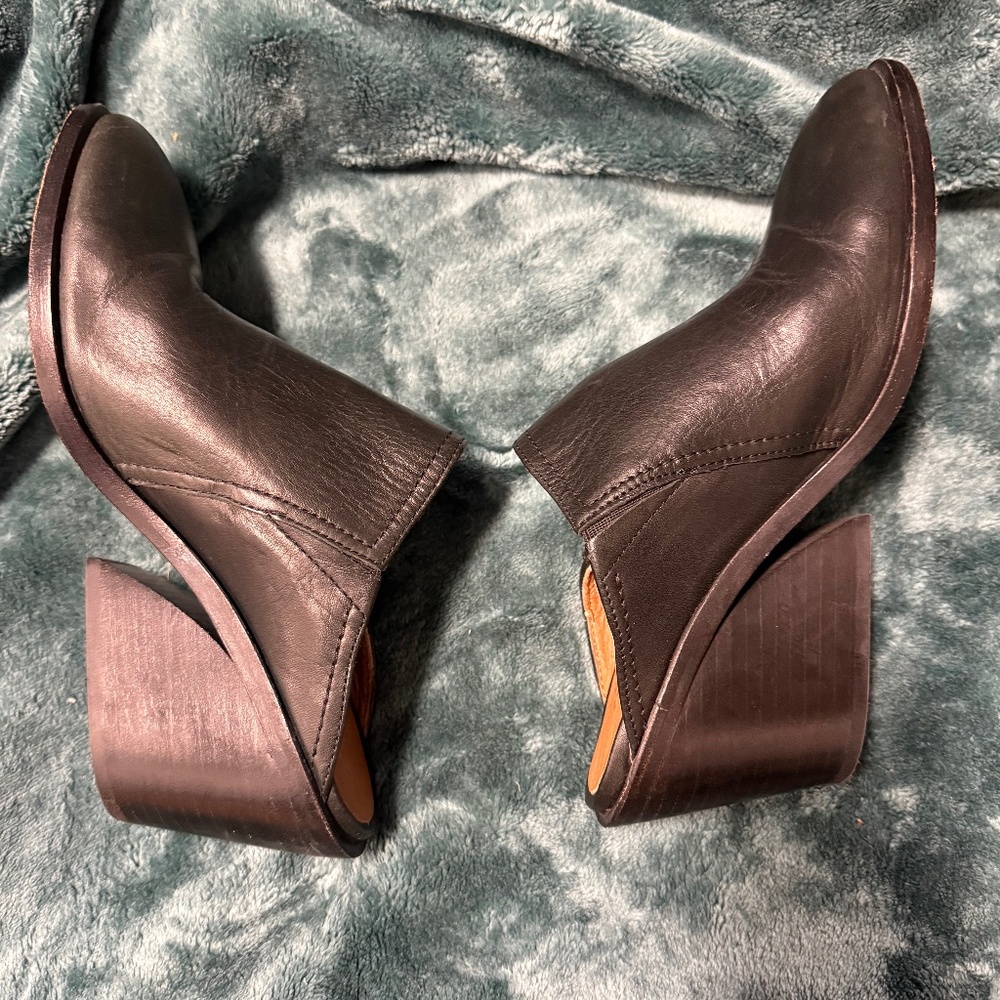 Frye Serena Leather Mule Black Wedge Heel Women's Size 8